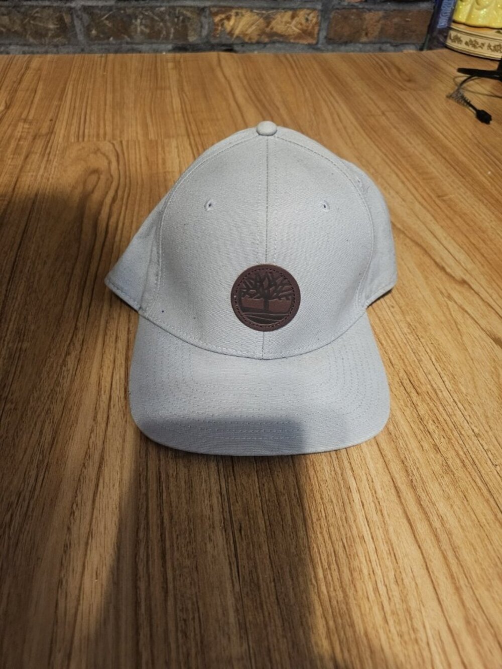 Timberland Hat Cap Gray with Brown Logo Snapback Cotton